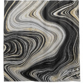 Schwarz-Gold-Agate-Design Duschvorhang (Vorderseite)