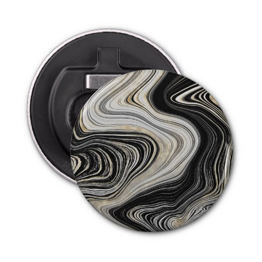 Schwarz-Gold-Agate-Design Flaschenöffner (Vorderseite)