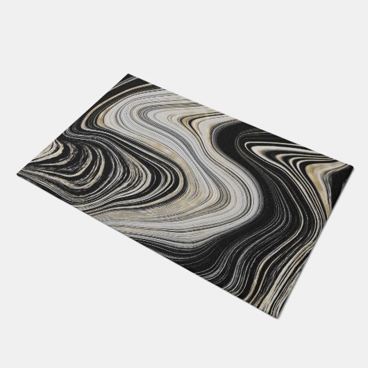 Schwarz-Gold-Agate-Design Fußmatte (Schrägansicht)