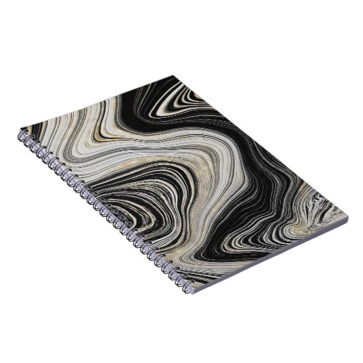 Schwarz-Gold-Agate-Design Notizblock (Rechte Seite)