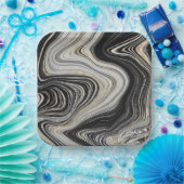 Schwarz-Gold-Agate-Design Pappteller (Party)