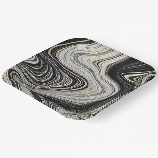 Schwarz-Gold-Agate-Design Pappteller (Gewinkelt)
