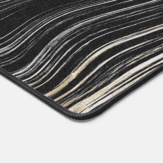 Schwarz-Gold-Agate-Design Schreibtischunterlage (Ecke)