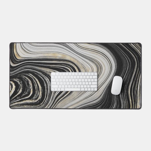 Schwarz-Gold-Agate-Design Schreibtischunterlage (Tastatur & Maus)