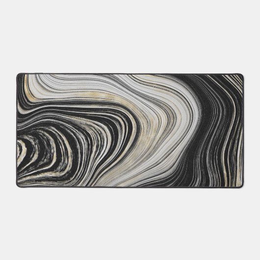 Schwarz-Gold-Agate-Design Schreibtischunterlage (Vorderseite)