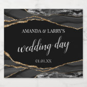 Schwarz-Gold-Agate-Marmor Schaumweinetikett (Einzelnes Label)