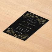 Schwarz-Gold-Akryllische Hochzeitsvorlage Acryleinladungen (Ablage )