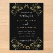 Schwarz-Gold-Akryllische Hochzeitsvorlage Acryleinladungen (Vorderseite)