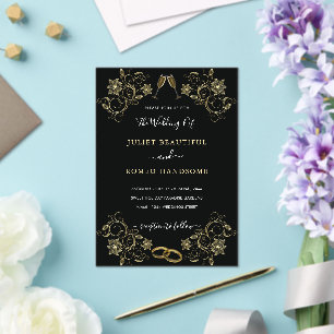 Schwarz-Gold-Akryllische Hochzeitsvorlage Acryleinladungen