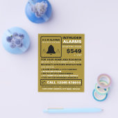 Schwarz-Gold-Alarm-Logo, Sicherheitsalarm-Service Flyer (Einzeln)