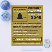 Schwarz-Gold-Alarm-Logo, Sicherheitsalarm-Service Flyer (Einzeln)