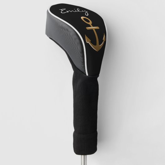 Schwarz-Gold-Anker Golf Headcover (angewinkelt)