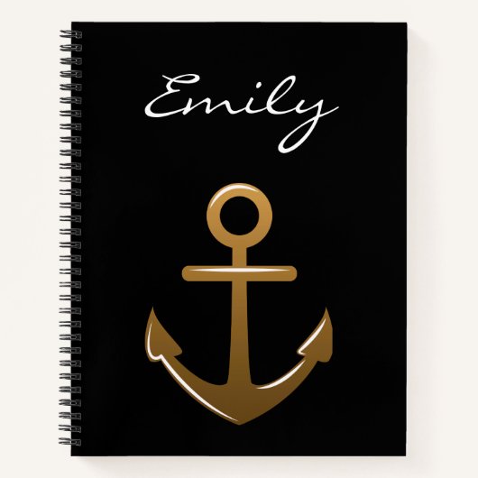 Schwarz-Gold-Anker Notizblock (Vorderseite)