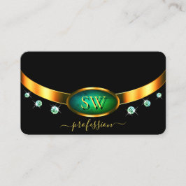 Schwarz-Gold-Aquamarin-Marmor-Monogram-Diamanten Visitenkarte