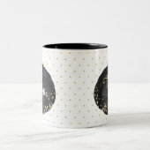 Schwarz-Gold-Aquarell-Monogram-Kürbis Halloween Zweifarbige Tasse (Mittel)