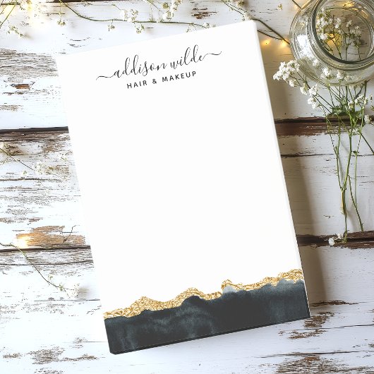 Schwarz-Gold-Aquarell Personalisiert Post-it Klebezettel