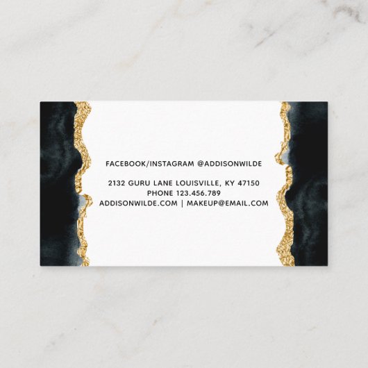 Schwarz-Gold-Aquarellkarte Terminkarte (Rückseite)