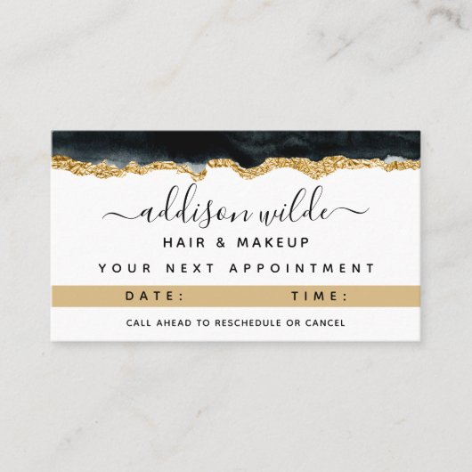 Schwarz-Gold-Aquarellkarte Terminkarte (Vorderseite)