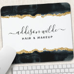 Schwarz-Gold-Aquarellsalon Mousepad<br><div class="desc">Black and Gold Watercolor Business Mouse Pad. Perfekt für Make-ups,  Haarstylisten,  Kosmetologen und mehr!</div>