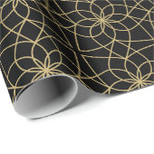 Schwarz-Gold-Arabian-Islamische geometrische Muste Geschenkpapier (Rolleneckpunkt)