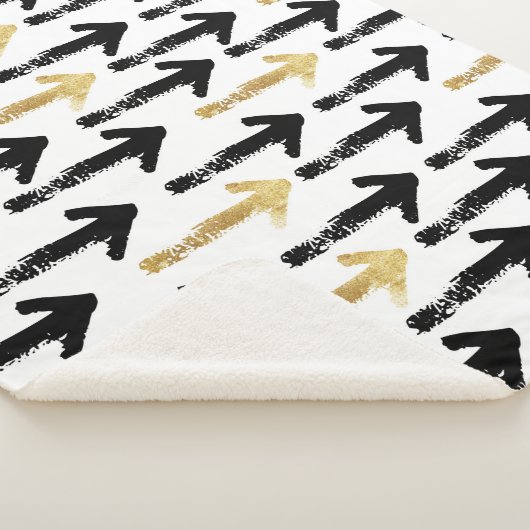 Schwarz-Gold-Arrow-Muster Sherpa Blanket Sherpadecke (3/4)