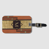 Schwarz & Gold Art Deco Custom Monogram Gepäckanhänger (Vorderseite (Horizontal))