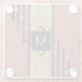 Schwarz & Gold Art Deco Custom Monogram Glasuntersetzer (Rückseite)