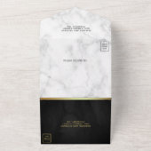 Schwarz-Gold-Art-Deco-Marmor-Hochzeit von Fischen All In One Einladung (Außenbereich)