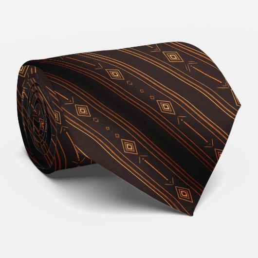 Schwarz & Gold Art Deco Pfeil Krawatte (Gerollt)