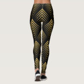 Schwarz & Gold Art-Deko Geometrisches Muster Leggings (Rückseite)
