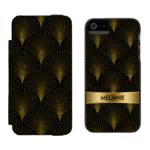 Schwarz & Gold Art-Deko-Muster Incipio Watson™ iPhone 5 Geldbörsen Hülle