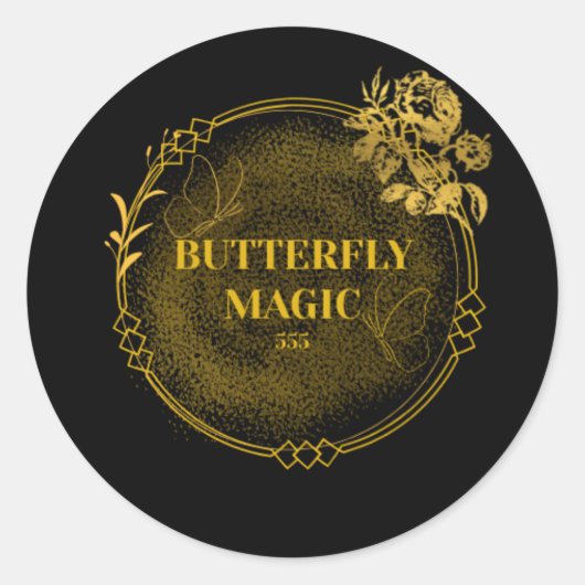 Schwarz-Gold-Aufkleber, elegantes, modernes Etiket Runder Aufkleber (Vorderseite)