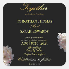 Schwarz-Gold-Aufkleber für feierliche Hochzeiten Quadratischer Aufkleber