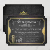 Schwarz & Gold Ausgezeichnete Ticket Corporate Ein Einladung (Vorne/Hinten)