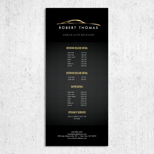 Schwarz-Gold-Auto-Details, Auto-Reparatur Werbekarte