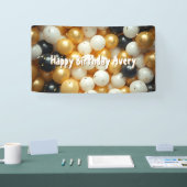 Schwarz-Gold-Ballons | Personalisierter Geburtstag Banner (Messe)