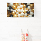 Schwarz-Gold-Ballons | Personalisierter Geburtstag Banner (InSitu)