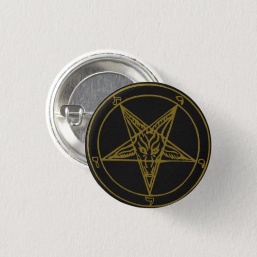 Schwarz/Gold-Baphomet-Buttone Button (Vorne & Hinten)