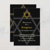 Schwarz-Gold-Bar Mitzvah-Empfang-Einsteckkarte Begleitkarte (Vorne/Hinten)