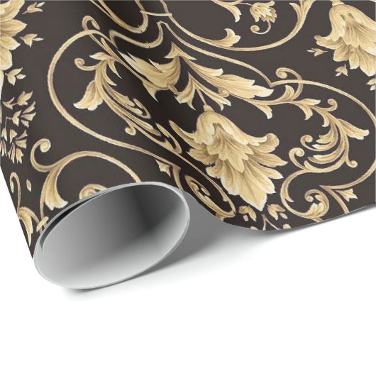 Schwarz-Gold-Barock Geschenkpapier (Rolleneckpunkt)