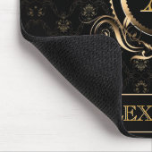 Schwarz-Gold-Barock-Rahmen-Design-Monogramm Mousepad (Ecke)