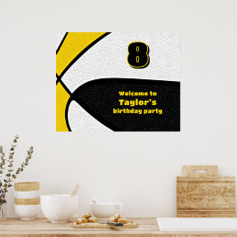 Schwarz-Gold Basketball-Mannschaftsfarben Party Em Poster