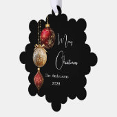 Schwarz-Gold Baubles Weihnachtsdekor Ornament Karte (Linke Ecke)