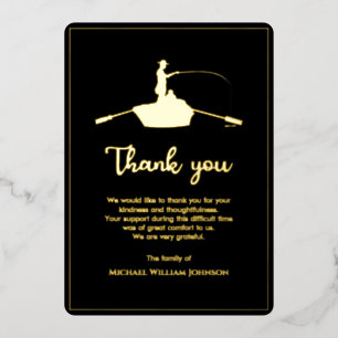 Schwarz-Gold-Beerdigungsdenkmal für ewig Fischen Folieneinladung