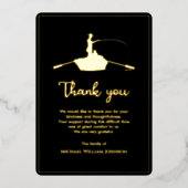 Schwarz-Gold-Beerdigungsdenkmal für ewig Fischen Folieneinladung (Vorderseite)