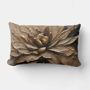 Schwarz Gold Beige Braun Abstrakt  Lendenkissen