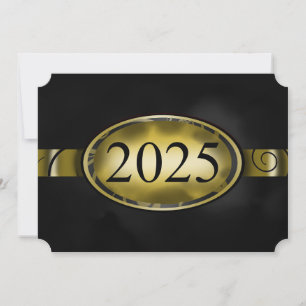 Schwarz-Gold-Blumen-Button 2025-Karte Einladung