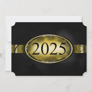 Schwarz-Gold-Blumen-Button 2025-Karte Einladung