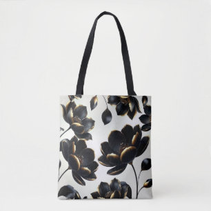 Schwarz & Gold Blumen Greige Elegant Dunkel Schwer Tasche