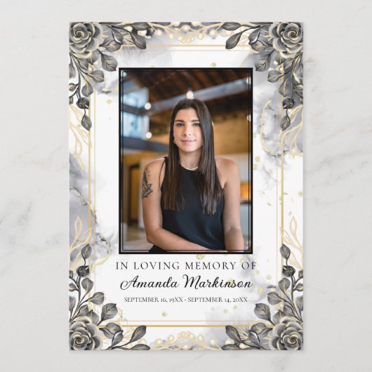 Schwarz-Gold-Blumen-Marmororden Programm (Vorderseite)